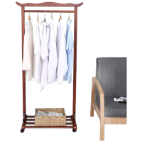 戴劲 衣帽架实木落地家用客厅晾衣架简约现代可移动卧室挂衣架衣服架子 笔架款棕色小号