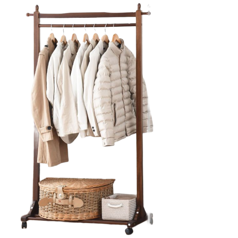 戴劲 衣帽架实木落地家用客厅晾衣架简约现代可移动卧室挂衣架衣服架子 笔架款棕色大号