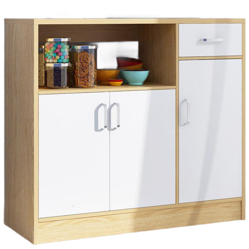 戴劲 厨房餐边柜现代简约茶水柜厨柜收纳柜橱柜客厅储物柜多功能碗柜 H款90cm北美原木纹色