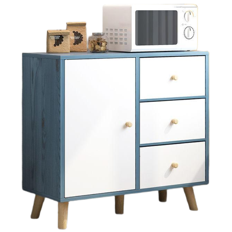 晋舰 厨房餐边柜现代简约茶水柜厨柜收纳柜橱柜客厅储物柜多功能碗柜 C款80cm北欧蓝松木色