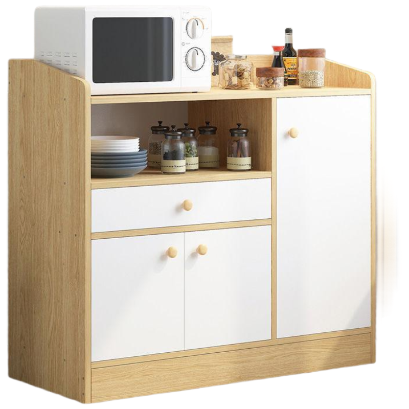 晋舰 厨房餐边柜现代简约茶水柜厨柜收纳柜橱柜客厅储物柜多功能碗柜 E款80cm北美原木纹色