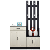 晋舰 鞋柜带挂衣架一体家用卧室落地口衣帽架现代简约玄关衣帽柜 4门[简欧柜]黑胡桃配暖白