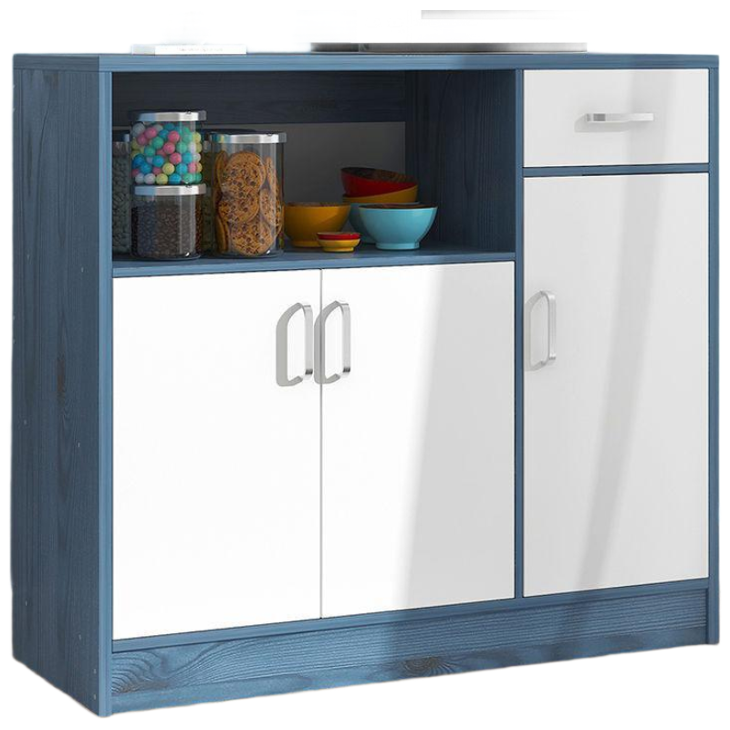 锦北 厨房餐边柜现代简约茶水柜厨柜收纳柜橱柜客厅储物柜多功能碗柜 H款90cm北欧蓝松木色