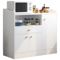 晋舰 厨房餐边柜现代简约茶水柜厨柜收纳柜橱柜客厅储物柜多功能碗柜 E款80cm暖白色