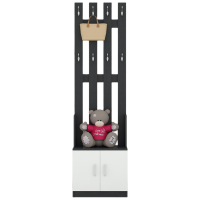 晋舰 鞋柜带挂衣架一体家用卧室落地口衣帽架现代简约玄关衣帽柜 黑胡桃色配白色2门