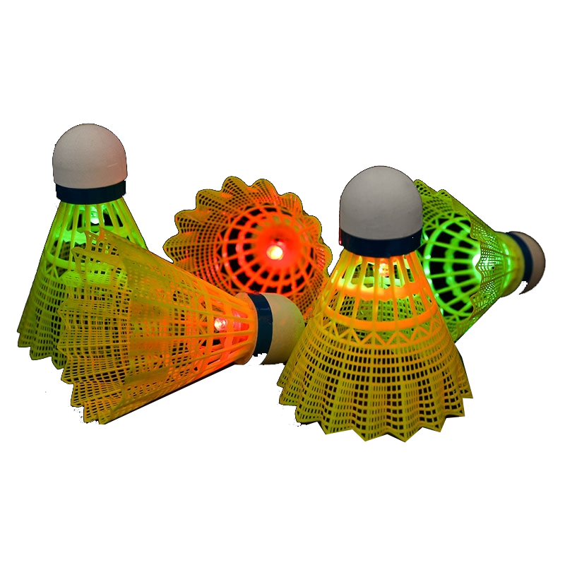 迪科斯夜光发亮羽毛球带灯室内外发光LED夜间荧光塑料尼龙球