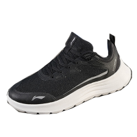 李宁(LI-NING)跑步鞋男鞋轻便透气软底黑色鞋子休闲田径运动鞋男