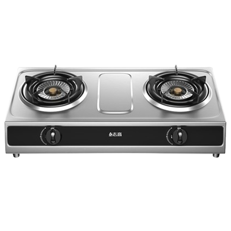 志高(CHIGO)家用煤气灶台式双灶不锈钢燃气灶天然气灶液化气猛火炉头灶具_旗舰升级铜分火器定时_液化气
