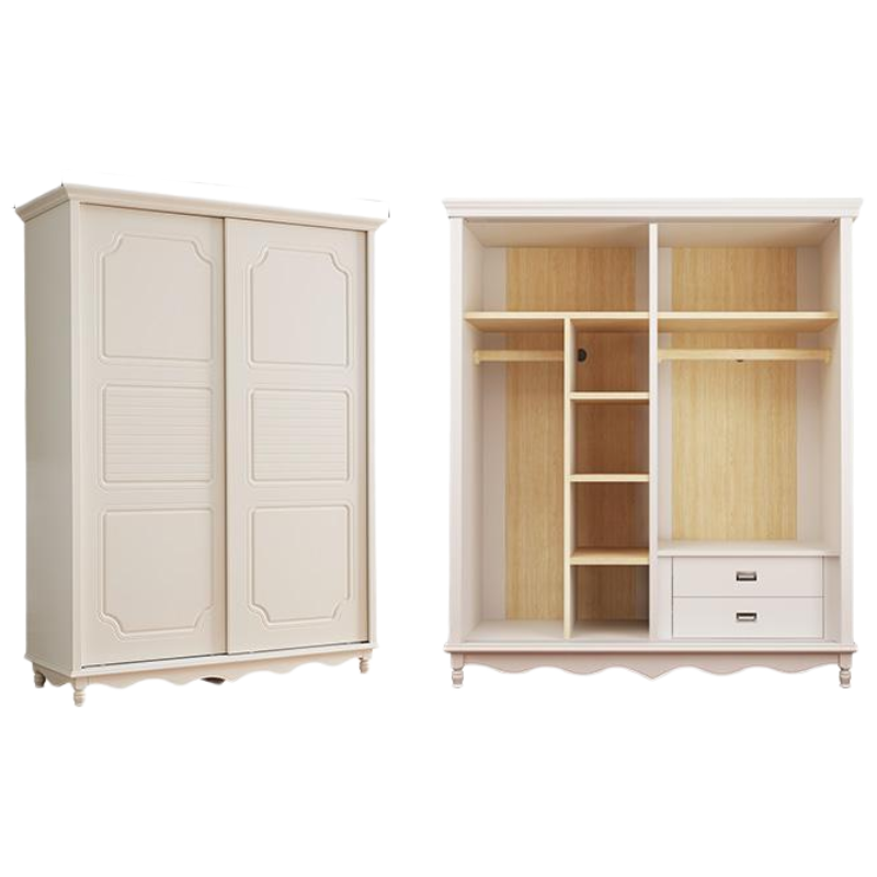 锦北 韩式推拉衣柜两实木滑柜子卧室平移组装趟小户型大衣橱 1.6米衣柜[内饰4]2门组装