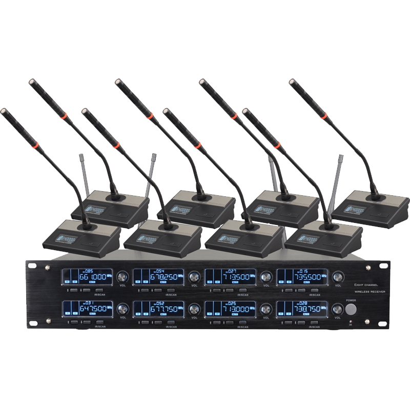 润普Runpu RP-WH9008E 会议室礼堂报告厅直播/演讲/智慧教育真分集专业无线一拖八鹅颈式麦克风