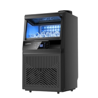 新飞小型制冰机家用24冰格方块冰商用30kg冰夜市摆摊奶茶店制冰器_手动加水自来水30冰格日产35kg不锈钛黑钢