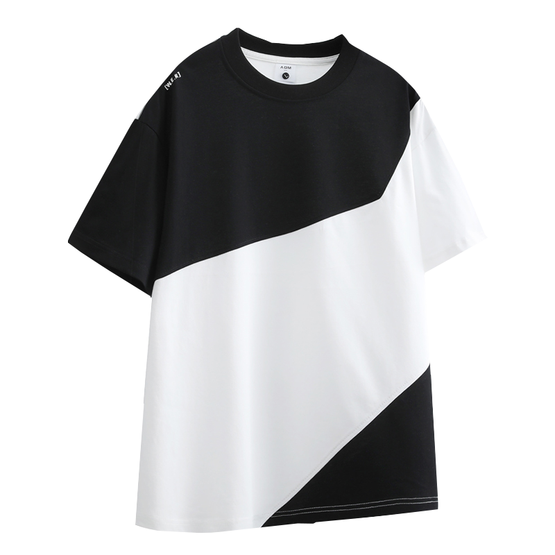 La官方联名夏季新款重磅冰丝圆领短袖T恤男装休闲宽松印花体恤上衣服