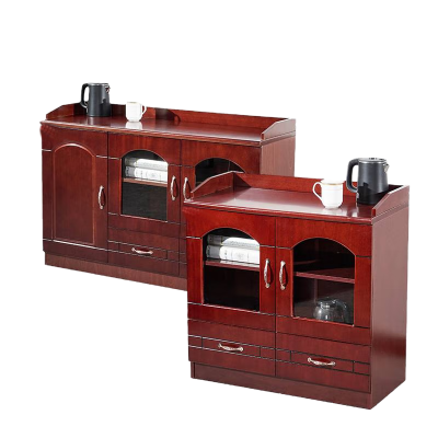 简约现代办公室茶水柜文件柜会议室矮柜油漆实木皮储物柜办公柜