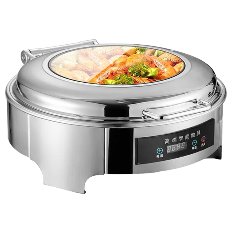 芙伦特 厨房保温售饭机保温餐炉 数显温控圆形液压餐炉不锈钢透视窗口智能触控布菲炉 经济款FLT-GT-JSWBFLY-6