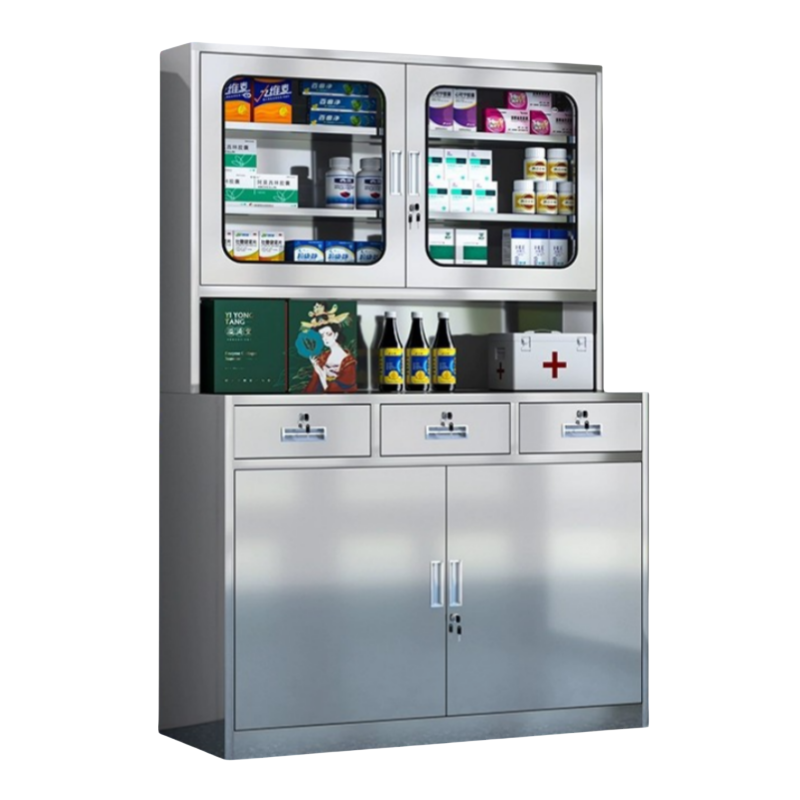 蕃蒂不锈钢西药柜三斗台