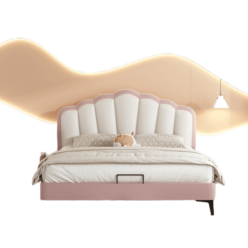 贝壳儿童床全实木真皮青少年主卧双人床现代风简约风北欧ins网红