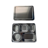 莘煊 304不锈钢五格餐盘+304不锈钢盖 身28*22*4.2cm 盖 29*22.5*1.2cm 个