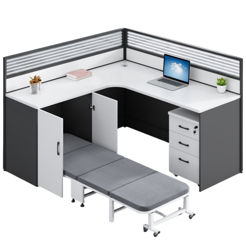烁恒 屏风办公桌 1.6米+活动柜+折叠床 套