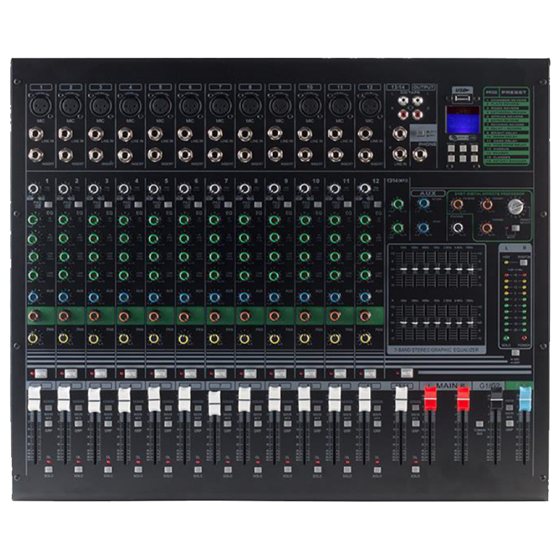 润普Runpu RP-MTY8012S 国产化专业调十二路音台舞台视频会议本地扩音数字混响效果模拟12路调音台