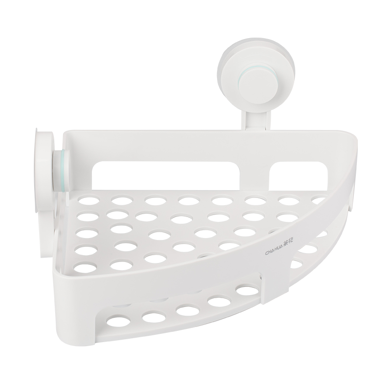 茶花 卡乐免打孔吸壁三角置物架 25.7*25.7*14.5cm/个