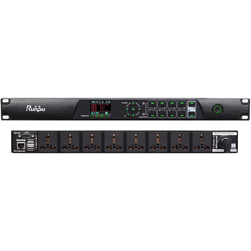 润普Runpu RP-SXD08会议音频扩声系统定时电源时序器8路万用插座继电器支持定时开关功能