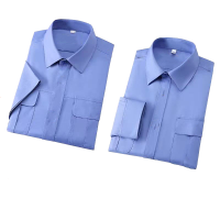 惠铁蓝色衬衫外穿长袖衬衣制路工作服 蓝长 件