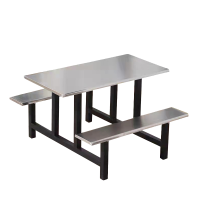 质凡连体餐桌椅学校食堂餐桌椅组合不锈钢餐桌四人位 不锈钢色 120*60cm