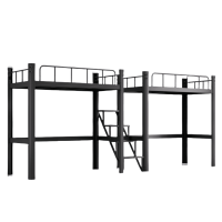 豫龙都双人铁艺床步梯款组