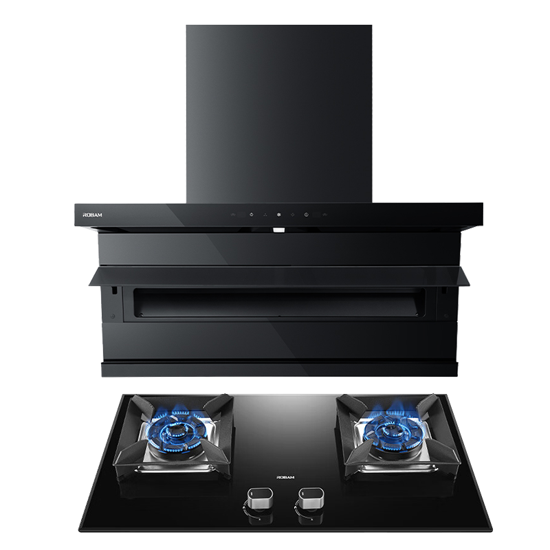 老板(ROBAM)油烟机烟灶套餐两件套超薄顶侧双吸触控式挥手智控26立方5.2灶具厨电套装27A15-D1P+57B2D
