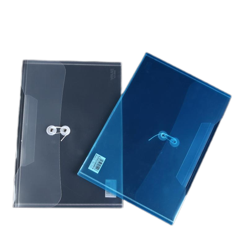 优拉透明文件袋5502 加厚按扣袋学生试卷收纳袋办公用品资料保护袋防水带标签商务款塑料档案袋透明蓝 10只装