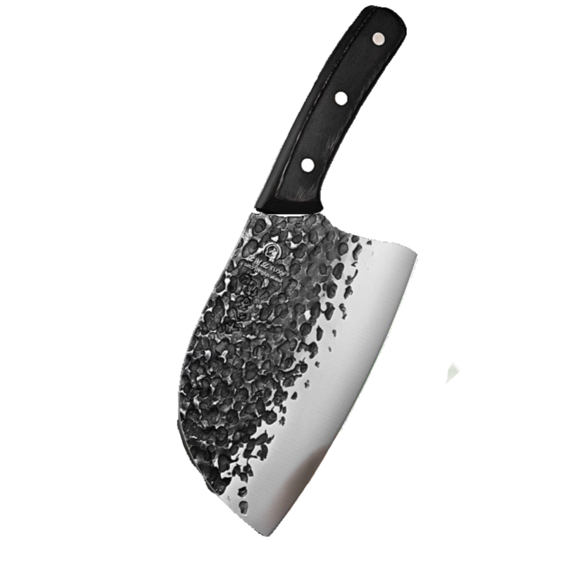 十八子作菜刀锤纹锻打家用圆头前切后斩斩切刀厨师专用N8169
