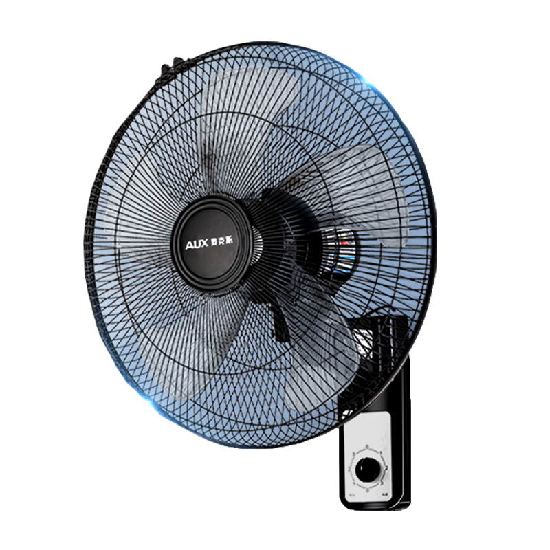 奥克斯(AUX)风扇壁扇挂壁式电风扇家用轻音遥控墙壁挂扇大风力工业商用 16英寸铝叶机械款2米延长线升级电机