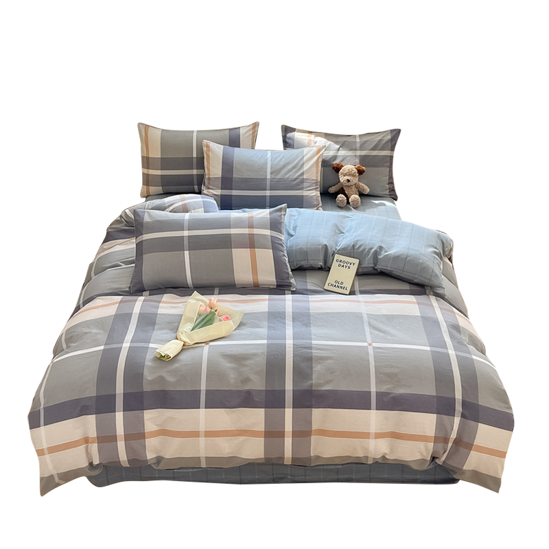 婵思时尚全棉条格四件套200*230cm