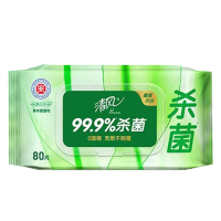 清风湿纸巾御本草杀菌抽取式湿巾1层80片*4包BWB80YE1(包装随机)