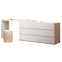 梳妆台卧室书桌斗柜一体现代简约网红轻奢小户型奶油风伸缩化妆桌