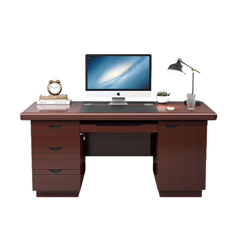 意森亚1.4米办公桌红棕色