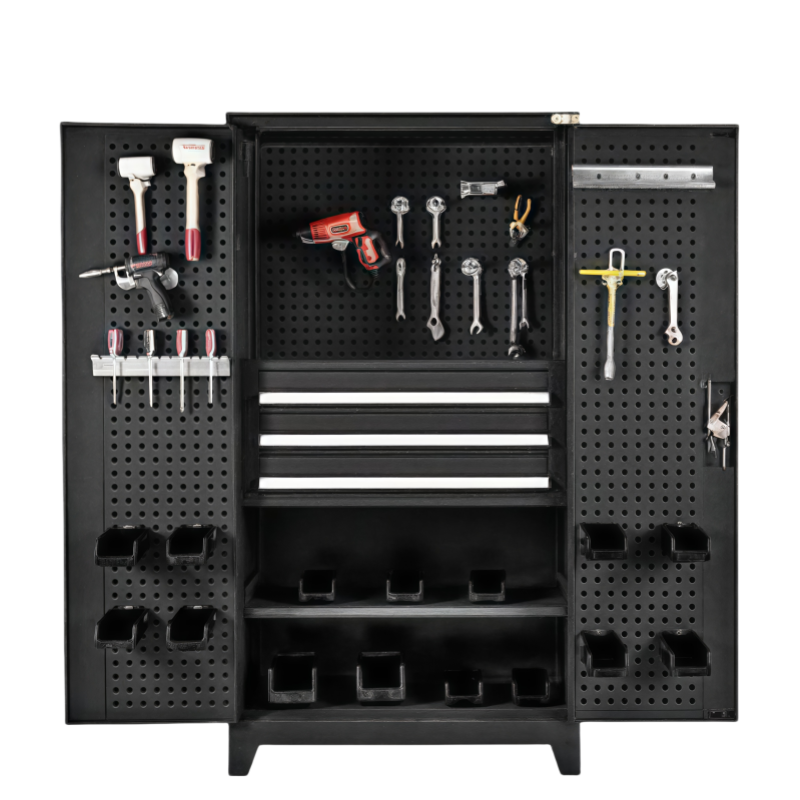 荺炬重型工具柜三抽带挂板台