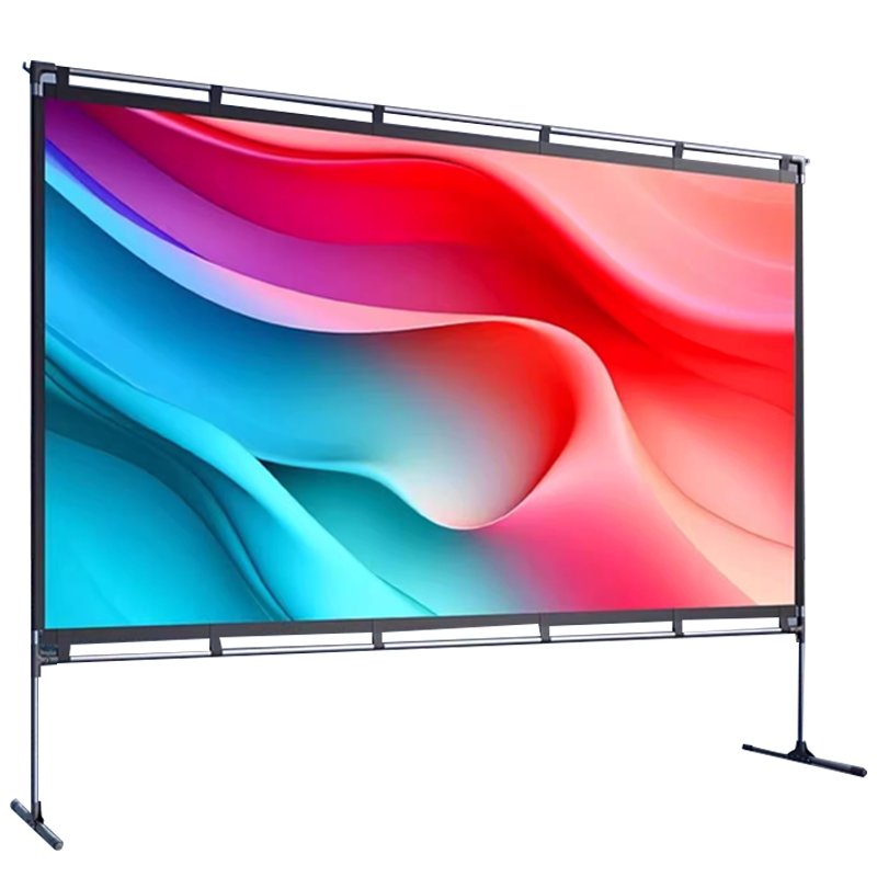 坚果100英寸投影仪幕布家用户外便携式快装幕布支架一体抗光可折叠露营稳固支持4K显示[适用各类品牌投影]