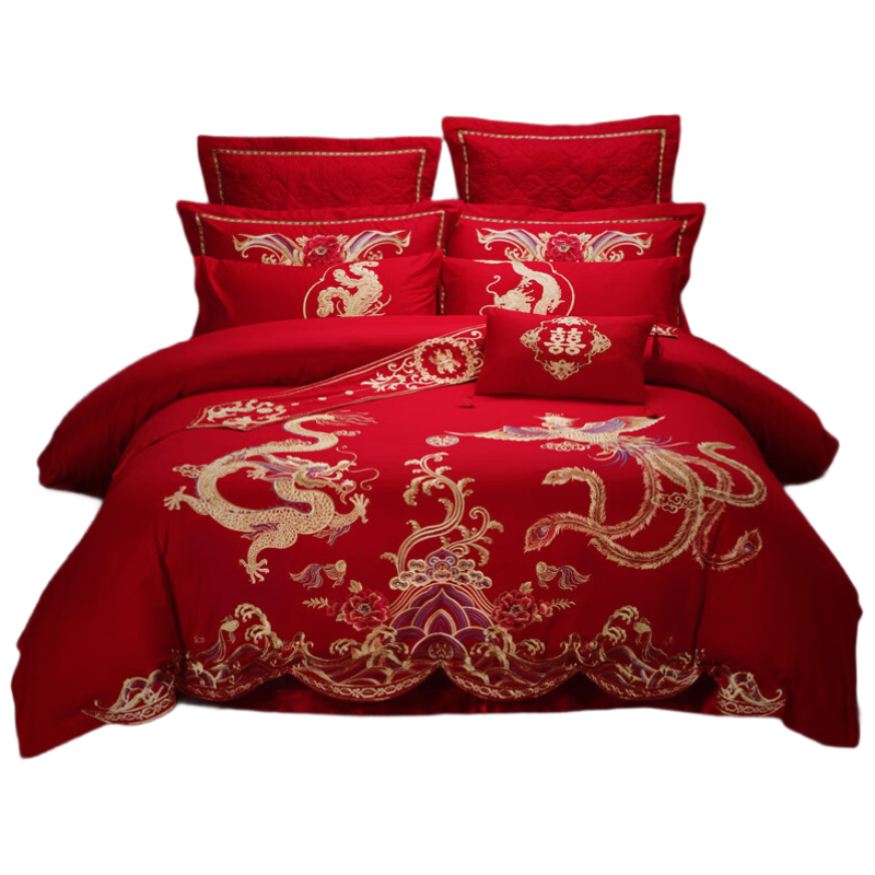 华夏盛锦全棉婚庆刺绣四件套HXSJ-QM2013套