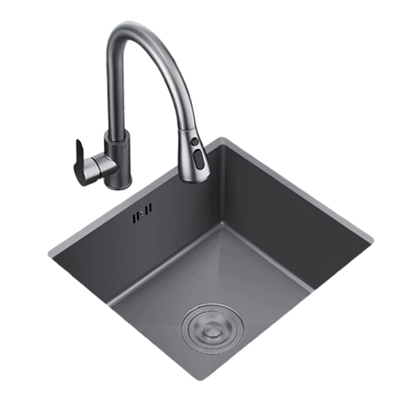 邦可臣厨盆水池纳米不锈钢洗菜盆枪灰色台下盆厨房水槽大单槽家用台中盆
