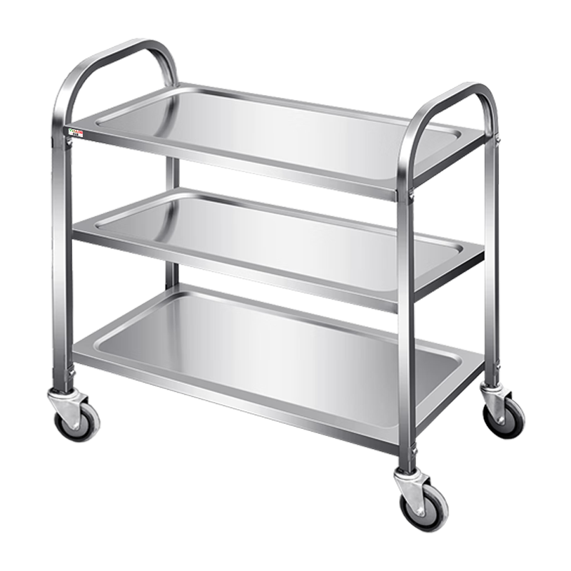 意黛斯(YIDAISI)三层不锈钢送餐车手推车 收碗车收餐车850*450*930mm带万向轮 304不锈钢