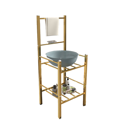 班龙脸盆架110cm金色个