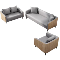 班龙洽谈沙发组合1+2+3灰色套