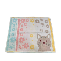 财巢 猫咪方巾面巾33*34cm 蓝色 /条