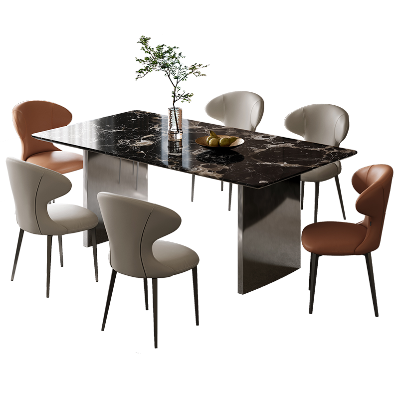 全友家居客厅轻奢高端奢石餐桌椅组合吃饭桌子家用一桌四椅家具