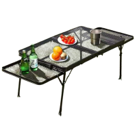 闪电客户外折叠网格桌多功能铁网桌便携式野餐露营桌椅装备摆摊烧烤桌子