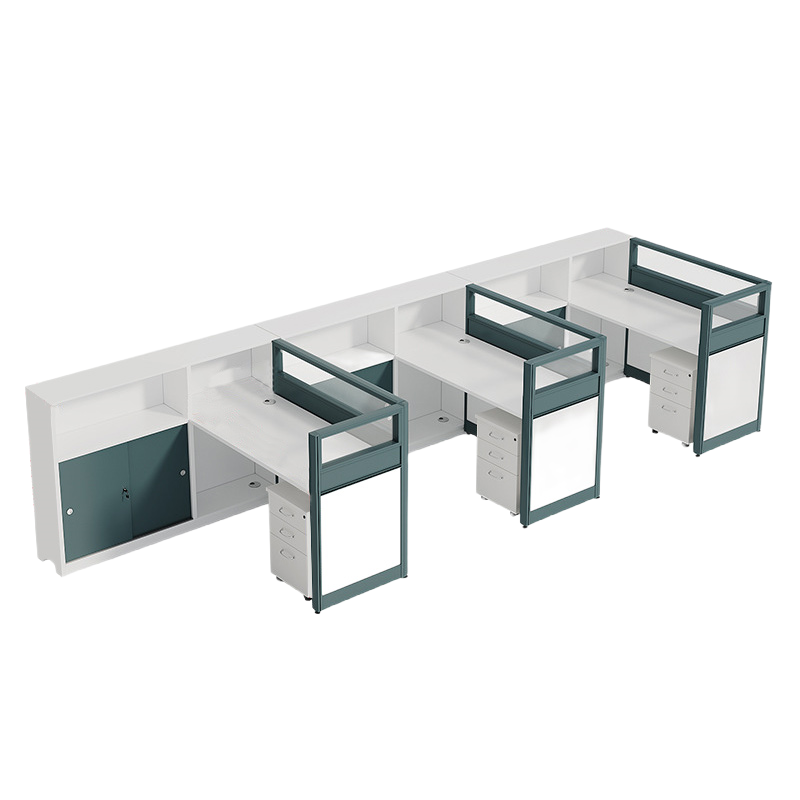 豫龙都屏风工位带柜三人张