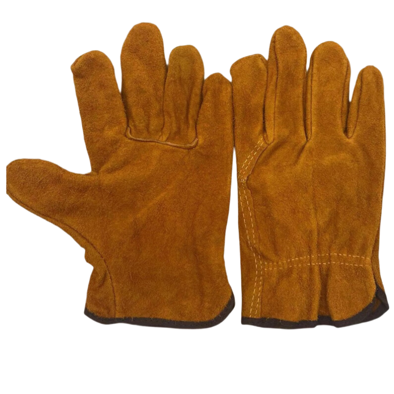 华夏盛锦二层短款黄色全牛皮焊接手套HXSJ1022/双