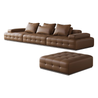 面包沙发客厅意式极简高级大气轻奢全真皮沙发新款直排