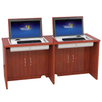 班龙木质翻转电脑桌双人位张